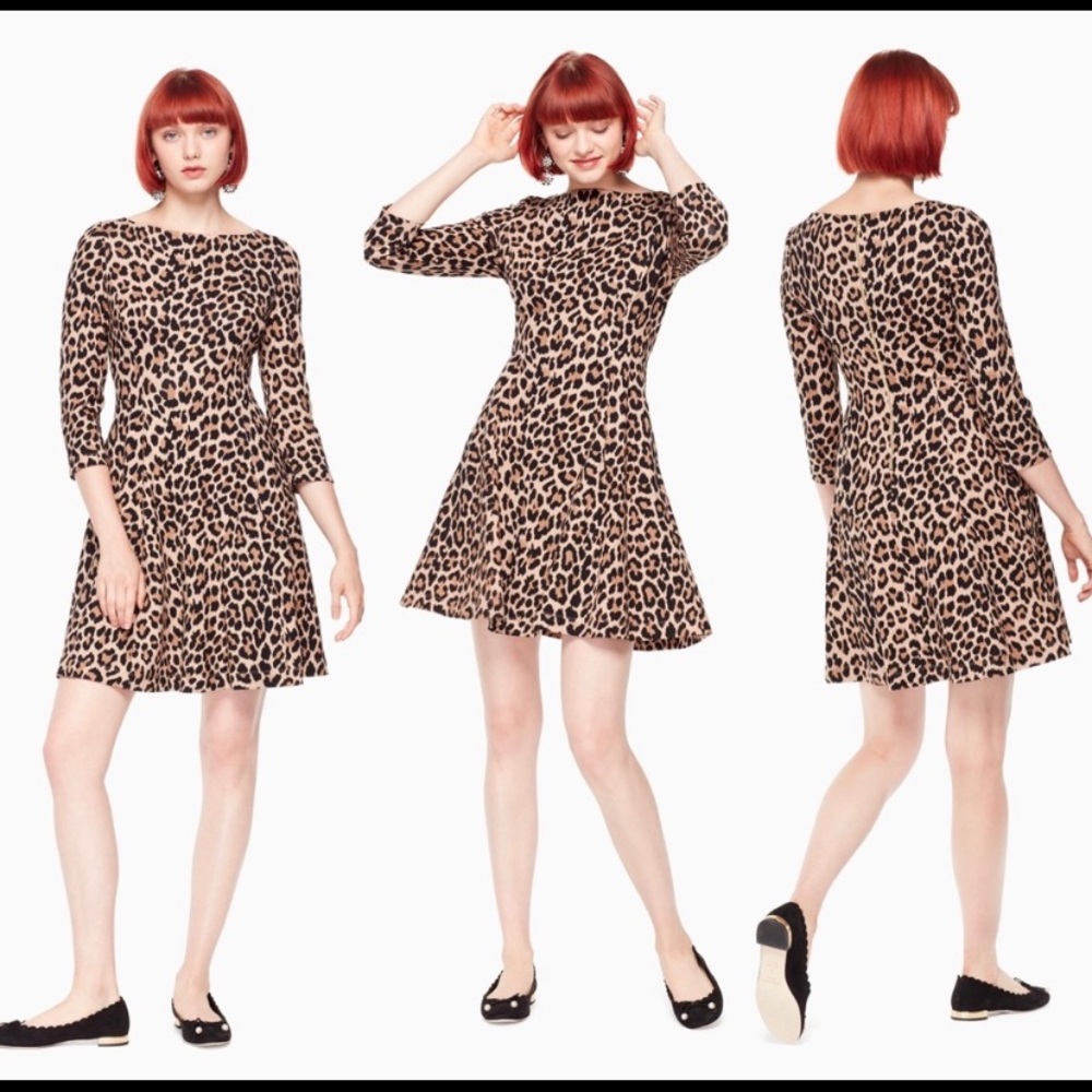 Kate Spade Leopard Print Fit and Flare Dress Size 2